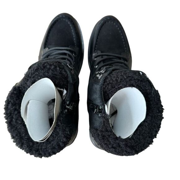 Geox Rawelle ABX faux shearling trim waterproof boots black leather sz 8/38 NWB - Picture 11 of 11